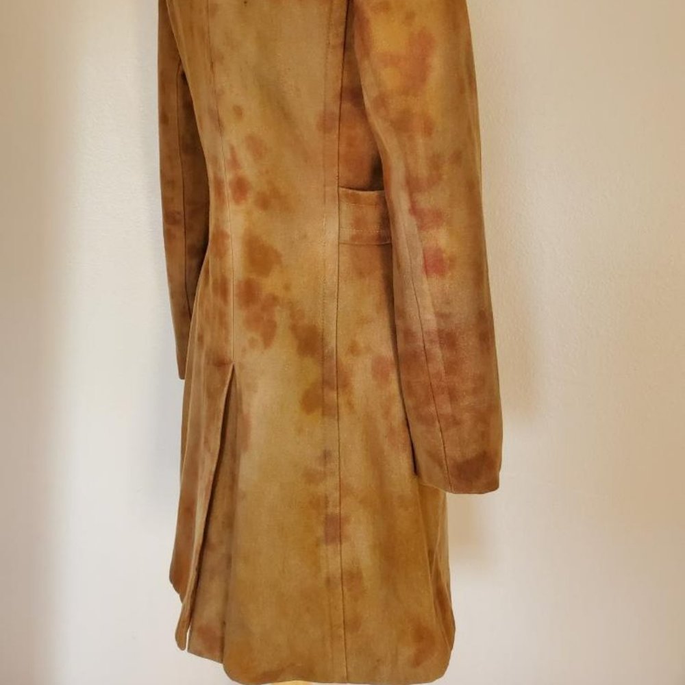 Wool trench pea coat camo brown tan beige green 6 8 10 small M camel dyed jacket - Picture 8 of 11